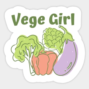 Vegetarian, Vegan, Vegetable, Garden, Home Grown, Vege, Vegan Girl Sticker